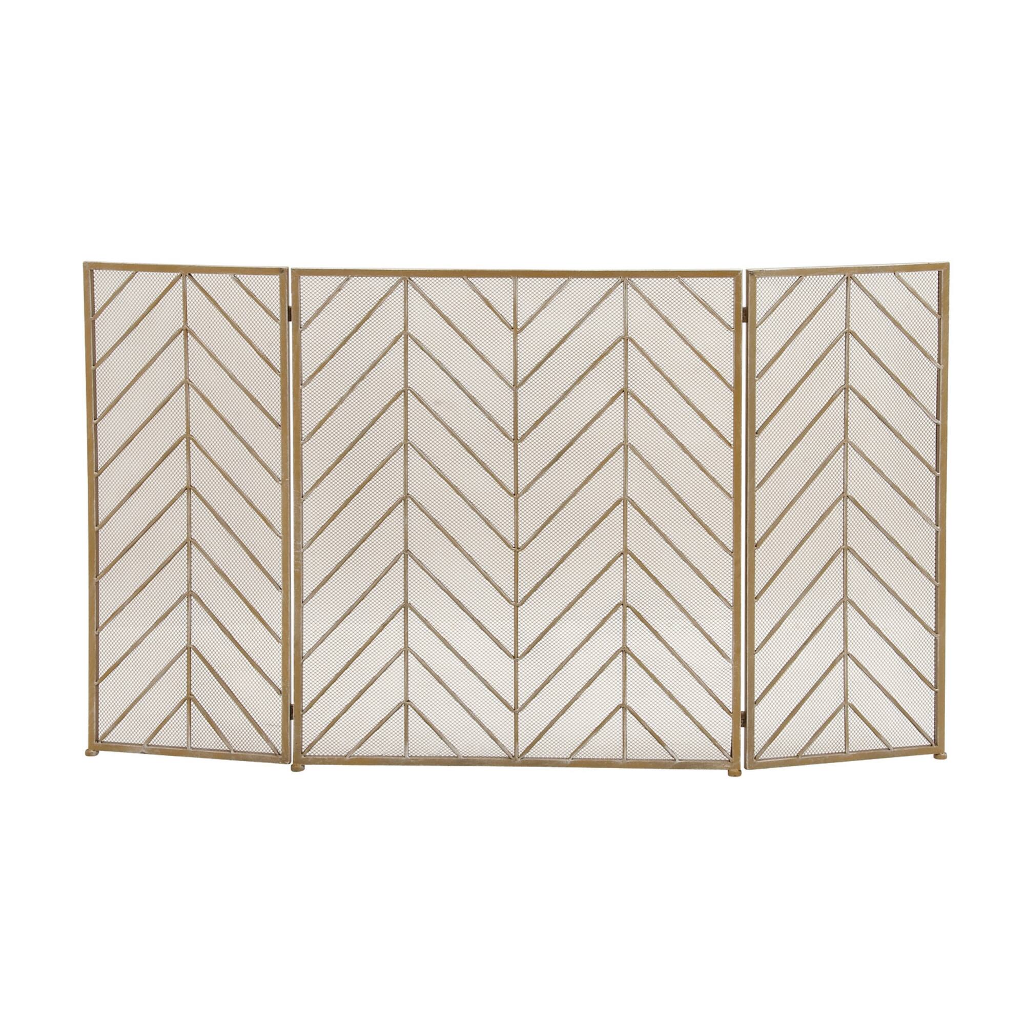 Brass Metal Contemporary Fireplace Screen